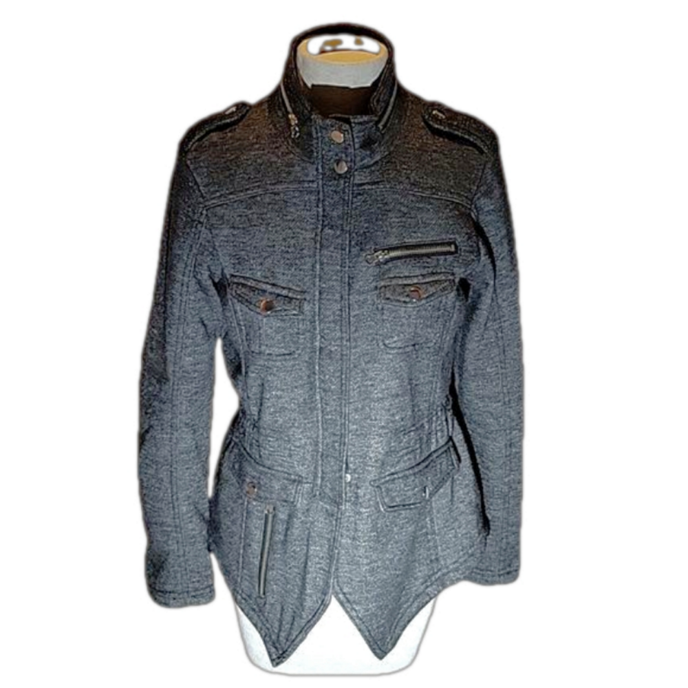 Rue 21 Charcoal Gray Military Style Jacket Size Medium EUC